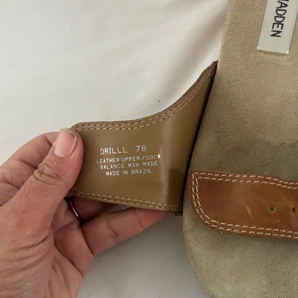 Steve Madden Brown Leather heel Slide Mules with Buckle - Picture 5 of 5